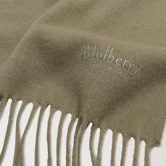 Mulberry Small Solid Merino Wool Scarf Linen Green